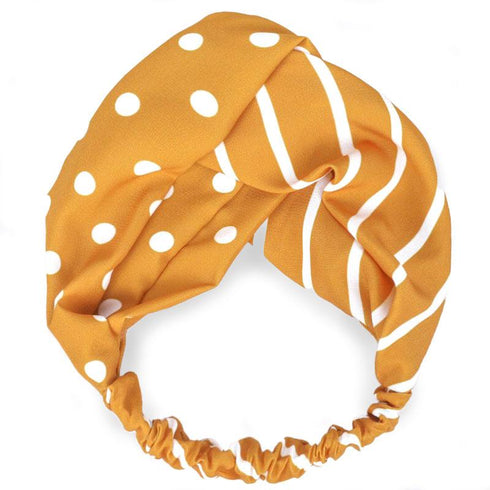 Bandeau cheveux bi-motif pois et rayures Ayla